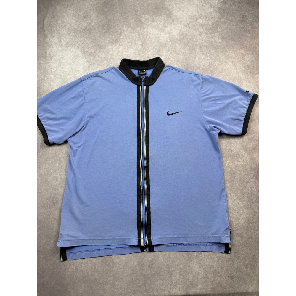 VTG Nike Andre Agassi Full Zip Tennis Shirt Men M Blue Striped Tennis Classic